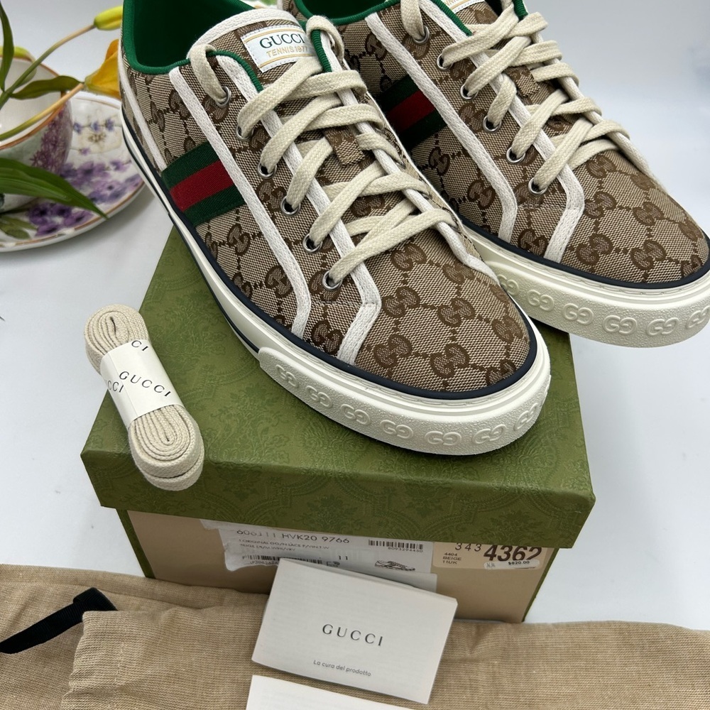 Men's Gucci tennis 1977 low top sneakers size 11 fits 11.5 US made in Italy - Picture 2 of 9